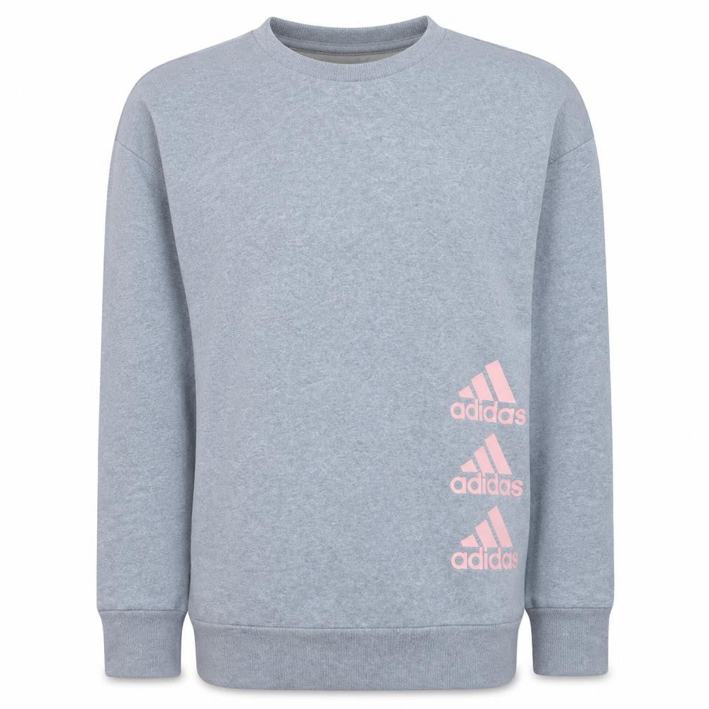 Adidas Girls Grey Crew Neck Pullover Sweatshirt Size 13-14 Years