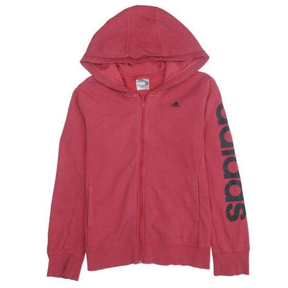 Womens UK Size 10 adidas Red Full Zip Hoodie