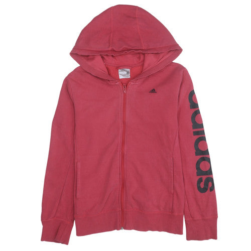 Womens UK Size 10 adidas Red Full Zip Hoodie