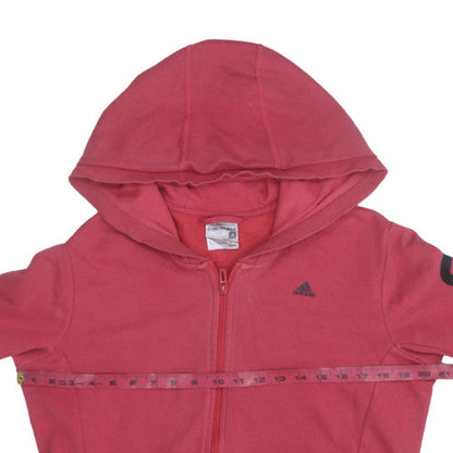 Womens UK Size 10 adidas Red Full Zip Hoodie