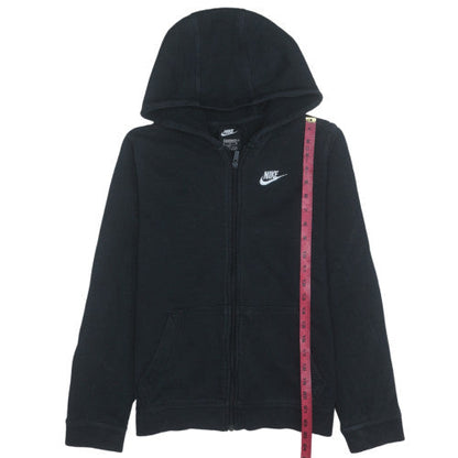 Nike Boys Black Full Zip Hoodie XL 158-170cm Fleece Lined Sweatshirt
