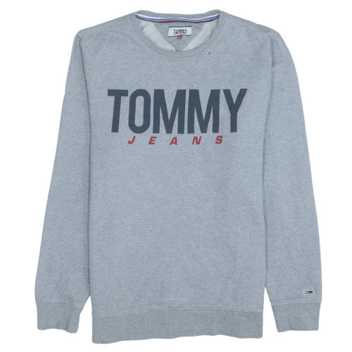 Mens UK Size L Tommy Jeans Grey Pullover Sweatshirt