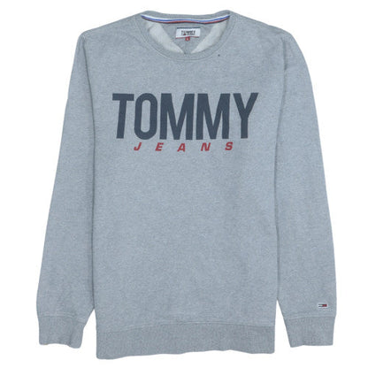 Mens UK Size L Tommy Jeans Grey Pullover Sweatshirt