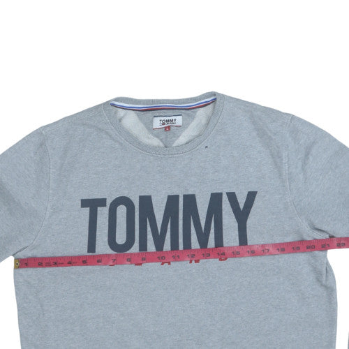 Mens UK Size L Tommy Jeans Grey Pullover Sweatshirt