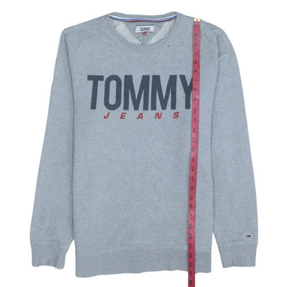 Mens UK Size L Tommy Jeans Grey Pullover Sweatshirt