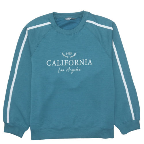 Nutmeg Women Teal California 1984 Los Angeles Pullover Sweatshirt Size 16