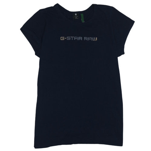 G-Star RAW Womens Blue XL Basic Crew Neck Cotton T-Shirt
