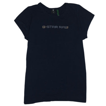 G-Star RAW Womens Blue XL Basic Crew Neck Cotton T-Shirt