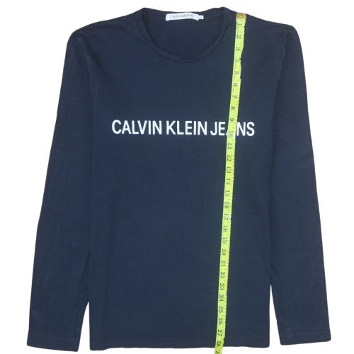Calvin Klein Jeans Men's Navy Long Sleeve Crew Neck T-Shirt Size M