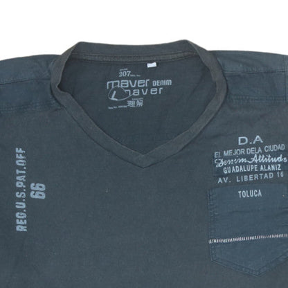 Mens UK Size L Maver Denim Grey  T-Shirt