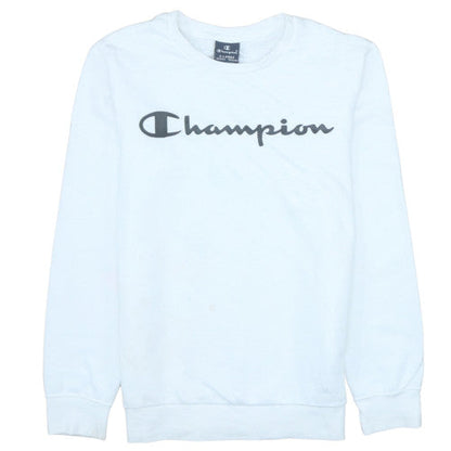 Champion Boys White XL 13-14 Years Logo Crew Neck Sweatshirt