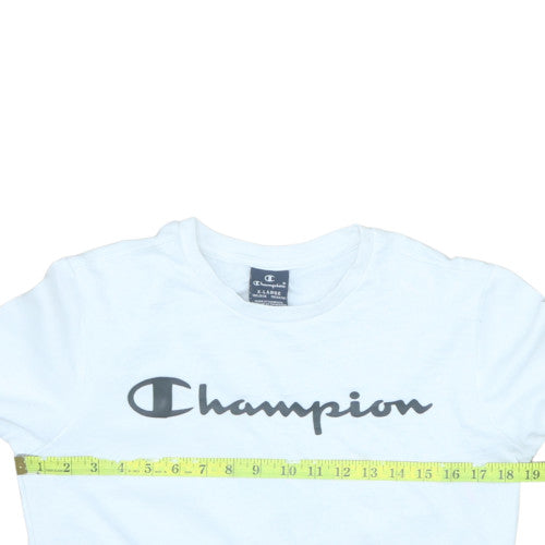 Champion Boys White XL 13-14 Years Logo Crew Neck Sweatshirt