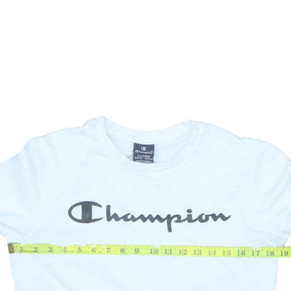 Champion Boys White XL 13-14 Years Logo Crew Neck Sweatshirt