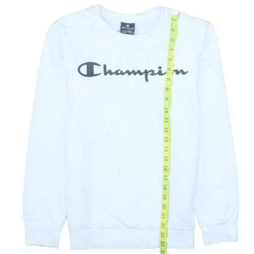 Champion Boys White XL 13-14 Years Logo Crew Neck Sweatshirt
