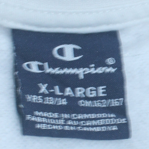Champion Boys White XL 13-14 Years Logo Crew Neck Sweatshirt