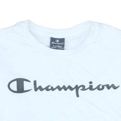 Champion Boys White XL 13-14 Years Logo Crew Neck Sweatshirt