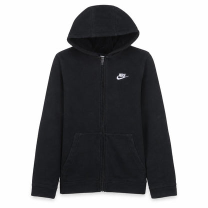 Front view of Nike boys’ black full zip hoodie xl 158-170cm fleece sweatshirt