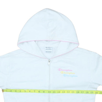 Champion Girls White Full Zip Hoodie 2XL Logo Cotton Blend Sweatshirt