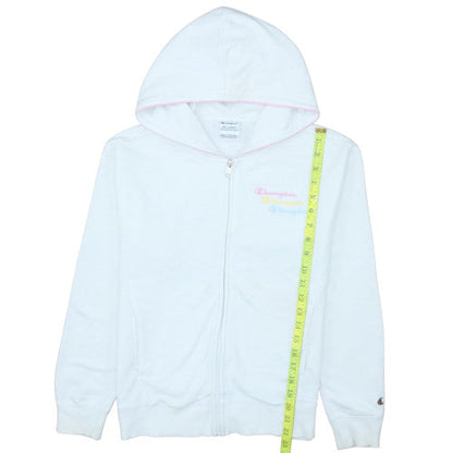 Champion Girls White Full Zip Hoodie 2XL Logo Cotton Blend Sweatshirt