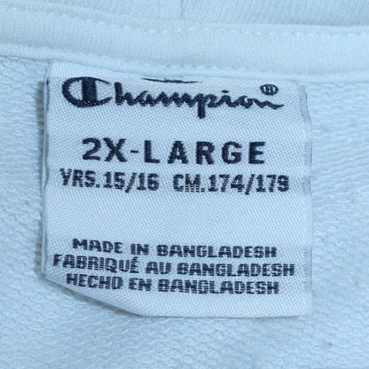 Champion Girls White Full Zip Hoodie 2XL Logo Cotton Blend Sweatshirt