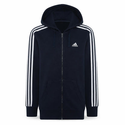 Front view of adidas Men’s Blue Full Zip Hoodie Small Fleece Sportswear