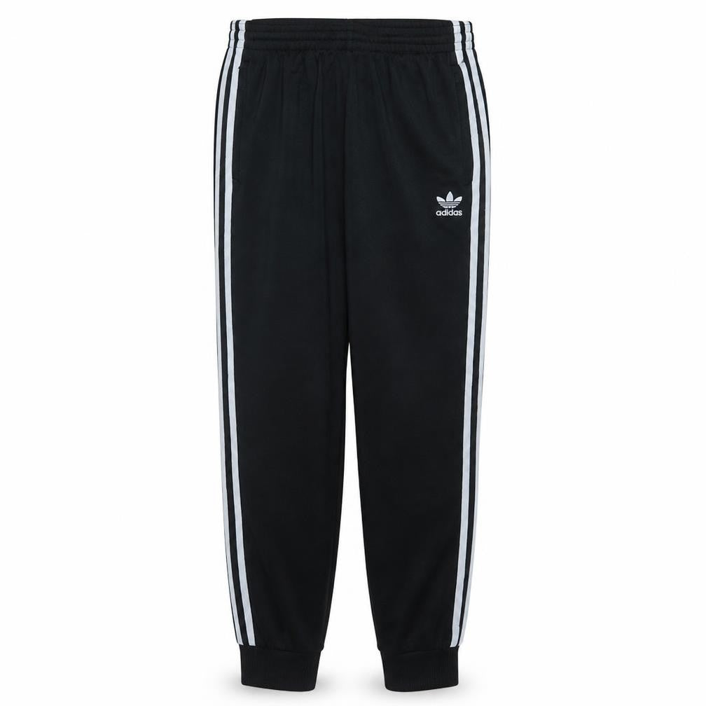 Front view of adidas Men's Black Track Pants M Elastic Waist Tapered Fit