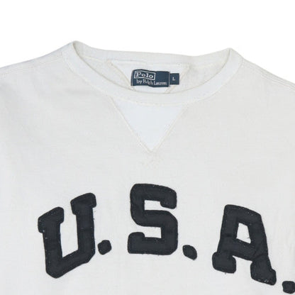 Mens UK Size L Polo Ralph Lauren White Pullover Sweatshirt