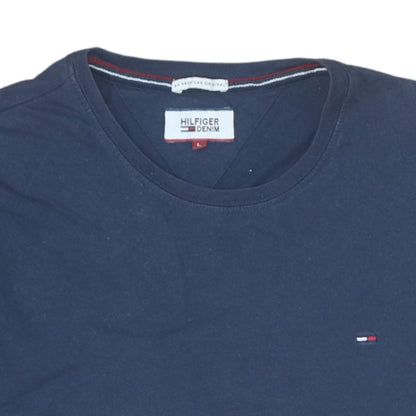 Hilfiger Denim Men's Navy Blue Crew Neck Cotton T-Shirt Size L