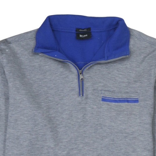 Mens UK Size L HUGO BOSS Grey Henley Sweatshirt