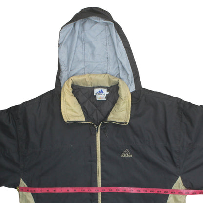 Adidas Womens Black Hooded Puffer Jacket Size L Lightweight Winter Coat