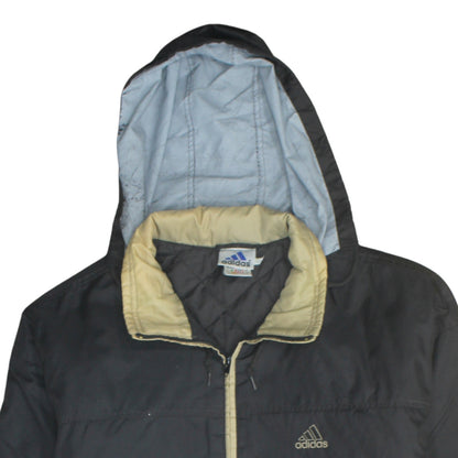 Adidas Womens Black Hooded Puffer Jacket Size L Lightweight Winter Coat