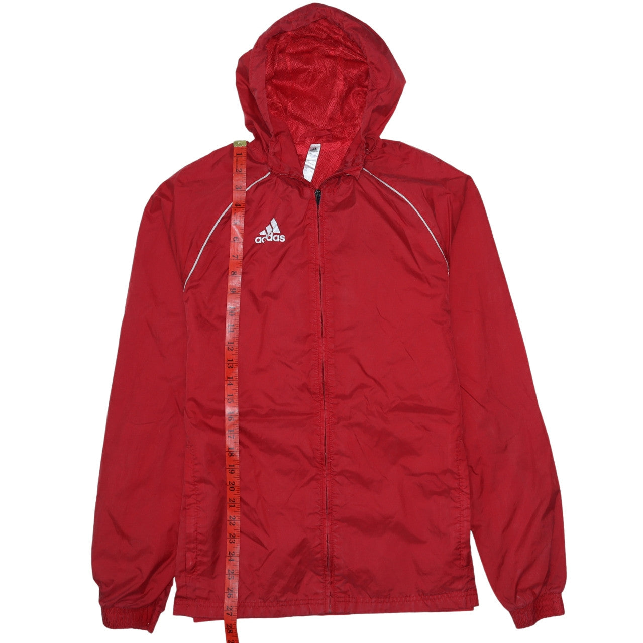 adidas Mens Red XS Lightweight Hooded Windbreaker Jacket