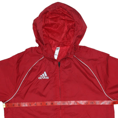adidas Mens Red XS Lightweight Hooded Windbreaker Jacket