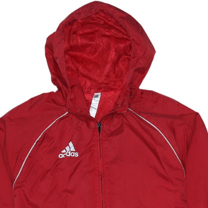 adidas Mens Red XS Lightweight Hooded Windbreaker Jacket