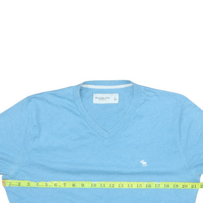 Abercrombie & Fitch Men Blue V-Neck Cotton Blend T-Shirt Size L