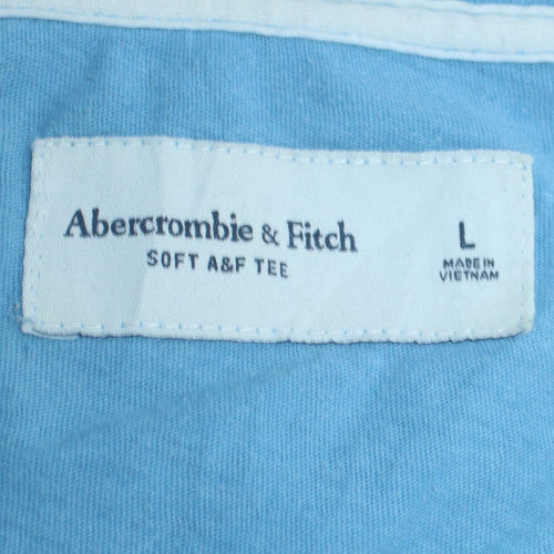 Abercrombie & Fitch Men Blue V-Neck Cotton Blend T-Shirt Size L