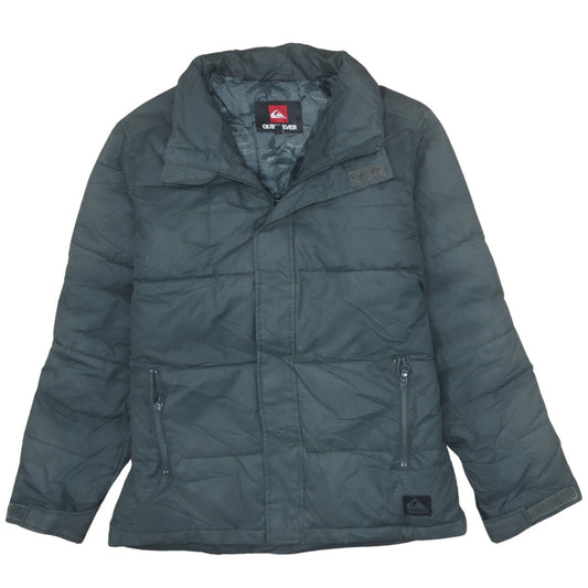 Quiksilver Women’s Grey Puffer Jacket Size 14 Hooded Mid-Length