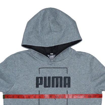 Puma Boys Grey Pullover Hoodie 13-14 Years Regular Fit Fleece Sweatshirt