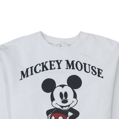 H&M Girls White Mickey Mouse Graphic Pullover Sweatshirt 13-14 Years