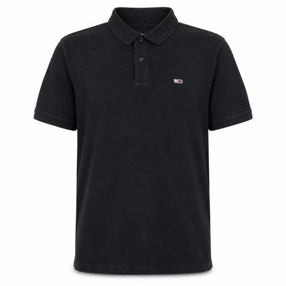 Tommy Jeans Men's Black Polo Shirt L Cotton Logo Classic Fit