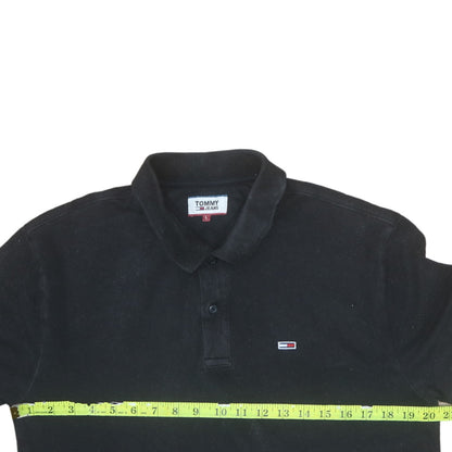Tommy Jeans Men's Black Polo Shirt L Cotton Logo Classic Fit