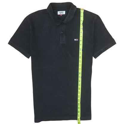 Tommy Jeans Men's Black Polo Shirt L Cotton Logo Classic Fit
