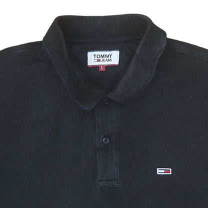 Tommy Jeans Men's Black Polo Shirt L Cotton Logo Classic Fit