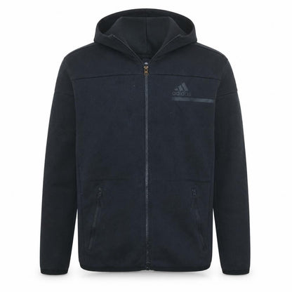 Front view of Adidas Men’s Black Full Zip Hoodie Small Fleece Sportswear
