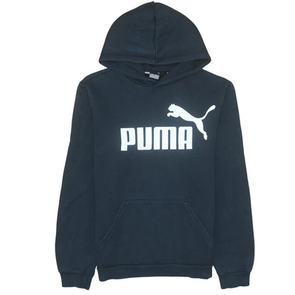 Puma Boys Black Pullover Hoodie 15-16 Years Fleece Logo Sweatshirt