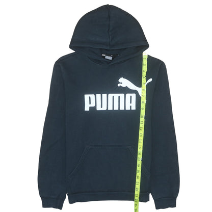 Puma Boys Black Pullover Hoodie 15-16 Years Fleece Logo Sweatshirt