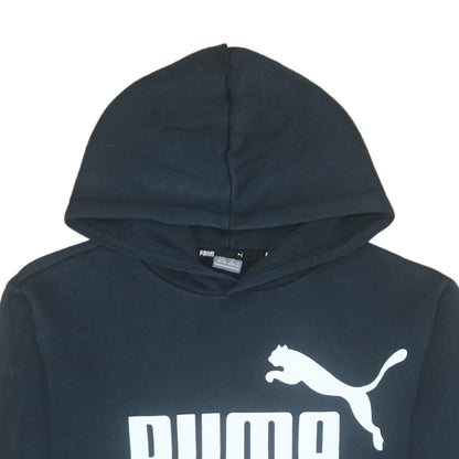 Puma Boys Black Pullover Hoodie 15-16 Years Fleece Logo Sweatshirt