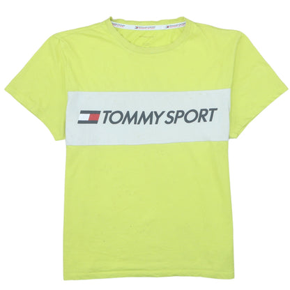 Tommy Sport Men's Yellow Colourblock Cotton T-Shirt Size M