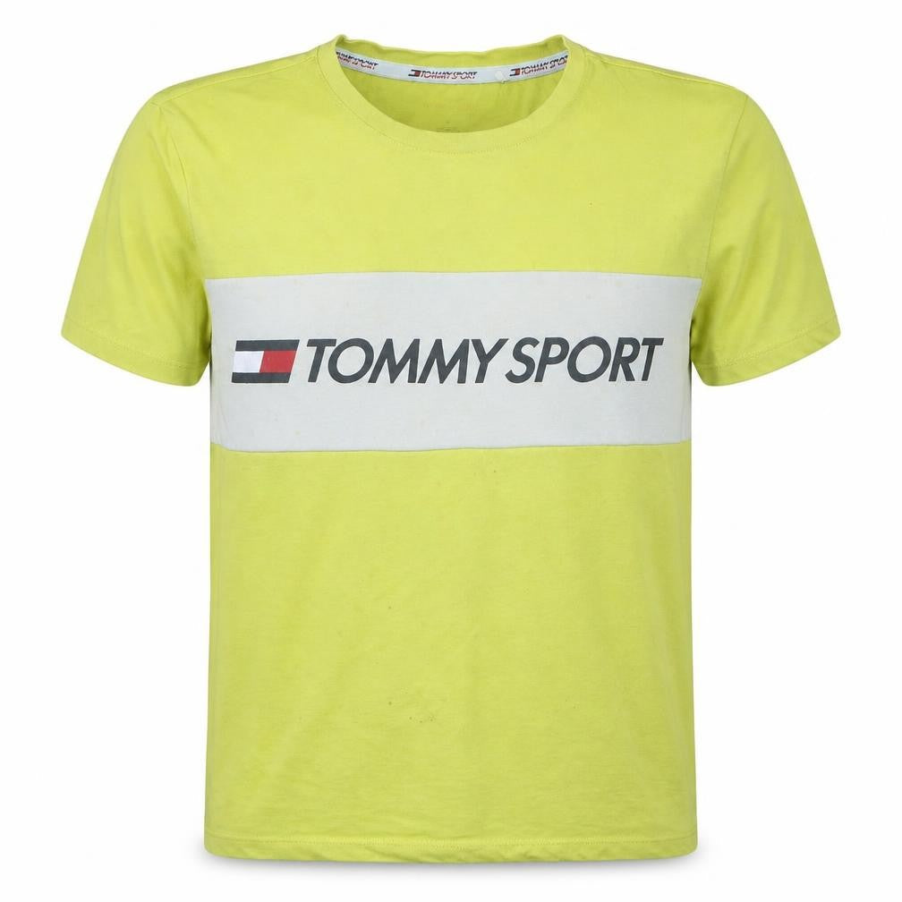 Tommy Sport Men's Yellow Colourblock Cotton T-Shirt Size M