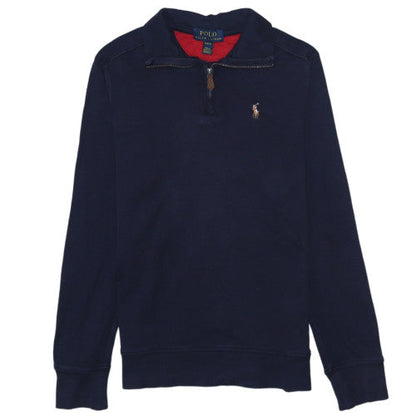 Ralph Lauren Boys Navy Blue 1/4 Zip Cotton Sweatshirt M (10-12)